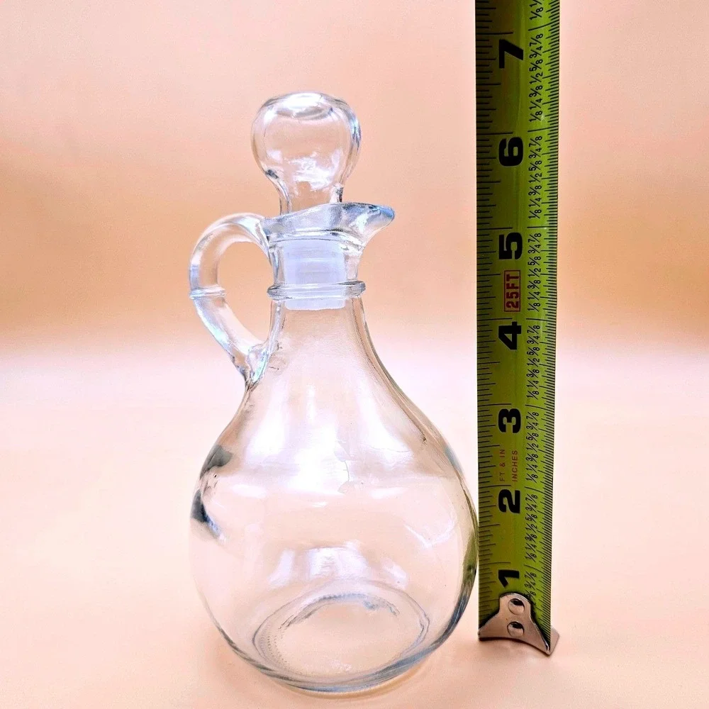 Glass Cruet Carafe Pourer with Handle and Stopper Vinegar‎ Oil Dispenser